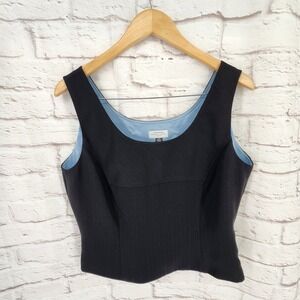 Vintage Y2K Indie Sleaze Top Office Vixen Pinstripe Bustier Cropped Size 14P